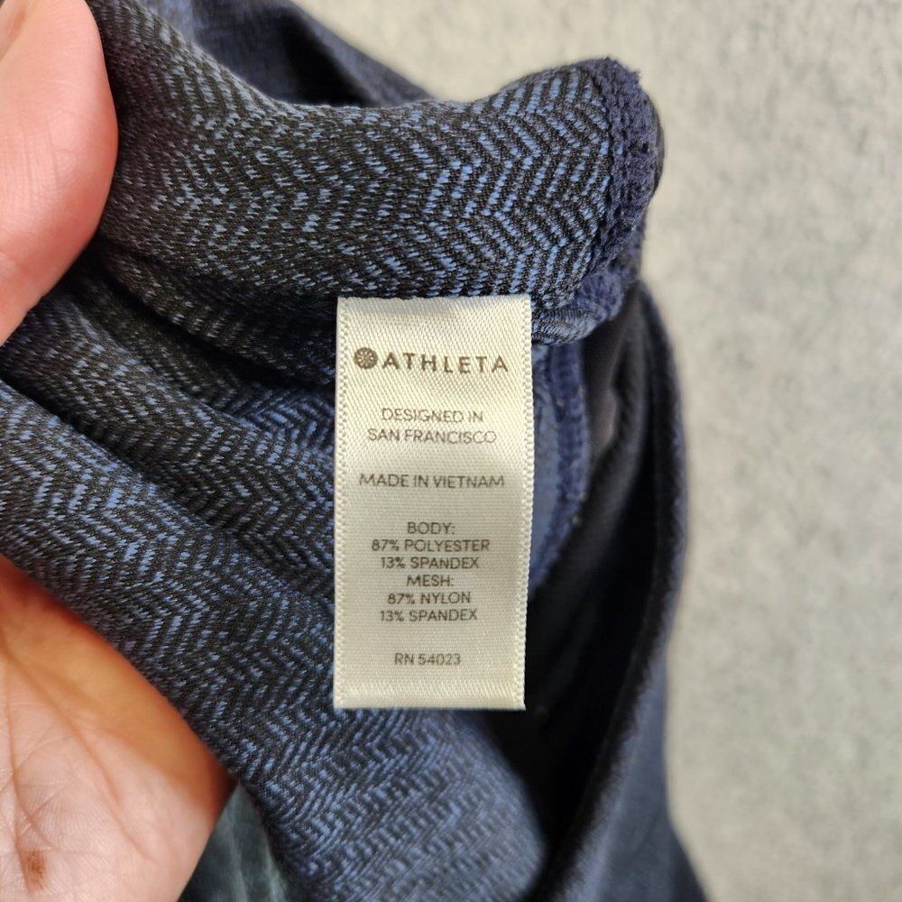 Athleta Mercer Herringbone Tight Womens Medium Blue Pockets Slit Ankle Pants - Picture 10 of 16